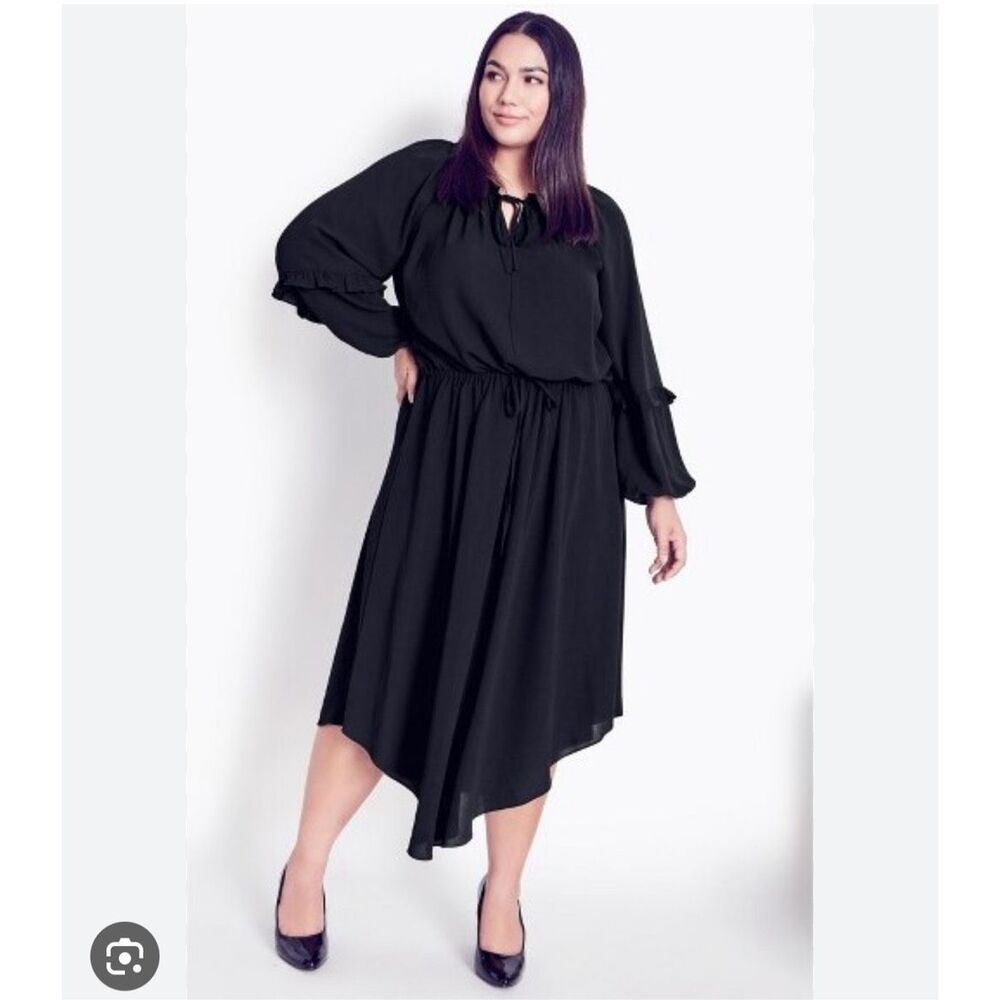 City Chic $150 Arna York Women's Drop In Plain Midi Dress Black Size 14 NWT